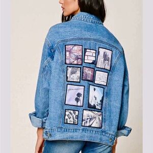 Forever 21 Oversized Denim Trucker Jacket  Distressed Throwback 90's Size Small